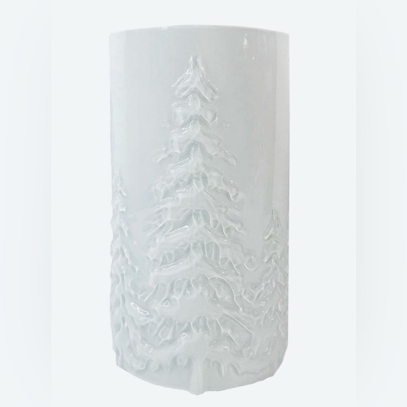 Glass Embossed Lantern 10” Christmas Tree Pattern For LED/Flameless Candles NEW - Picture 3 of 16